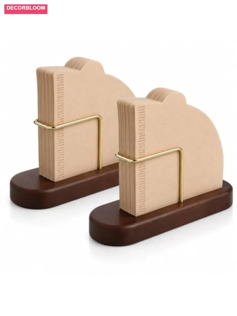 2 Pack Coffee Filter Holder, Wood & Gold-Tone Metal Wire Stand for #01 #02 V60